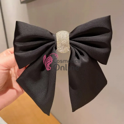 Accesoriu pentru decor par cu Fundita din satin si clema metalica TRD041OO Neagra